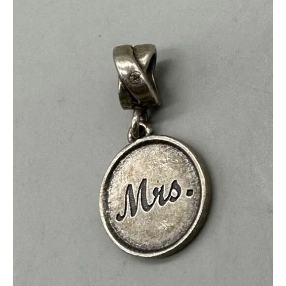 "Mrs" Bridal Charm 925 Sterling Silver Dangle Wedding Gift 1 in - Picture 5 of 10